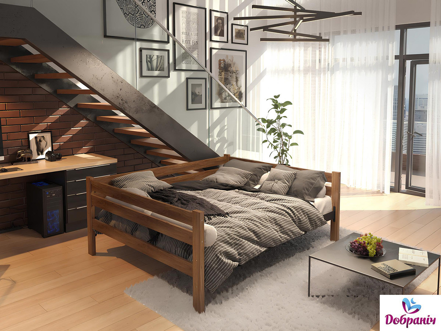 Кровать в стиле лофт Добраніч